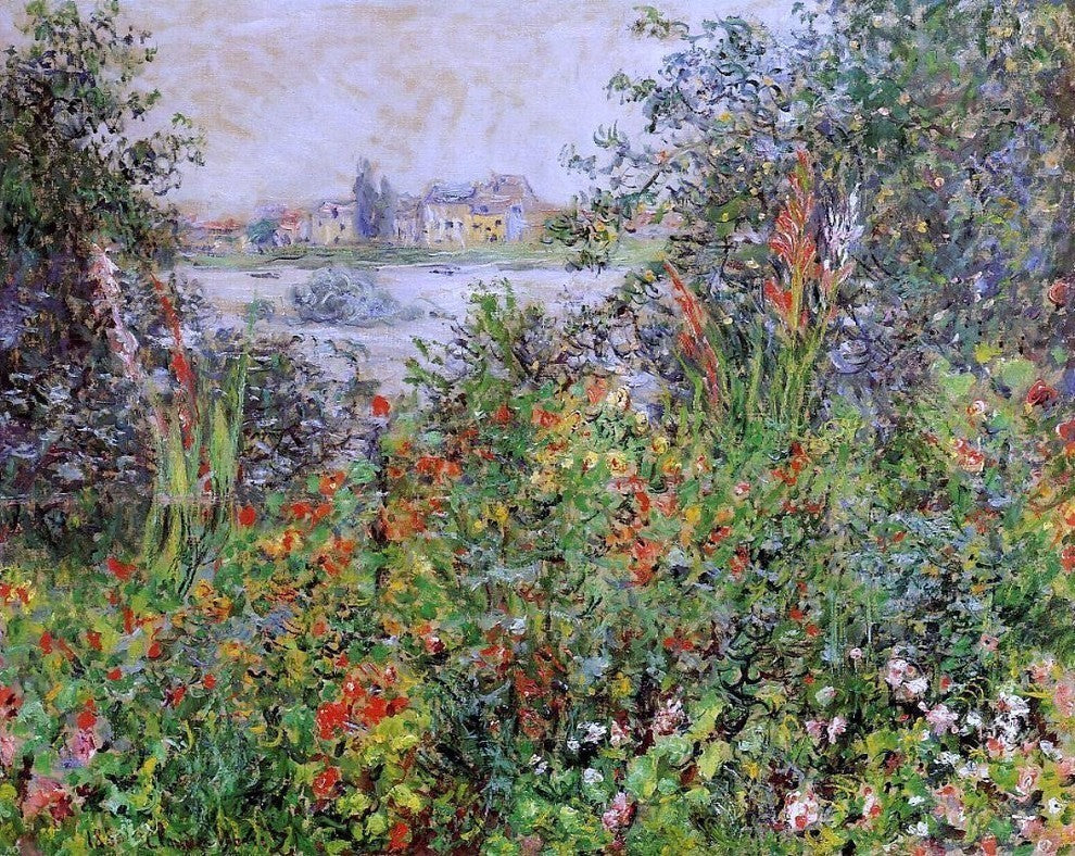 Claude Oscar Monet Flowers at Vetheuil Premium Canvas Print