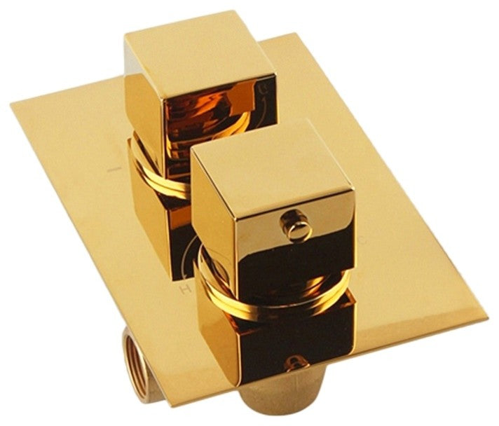 Solid Brass Gold Tone Concealed Thermostatic Shower Valve, Mixer 2 Way
