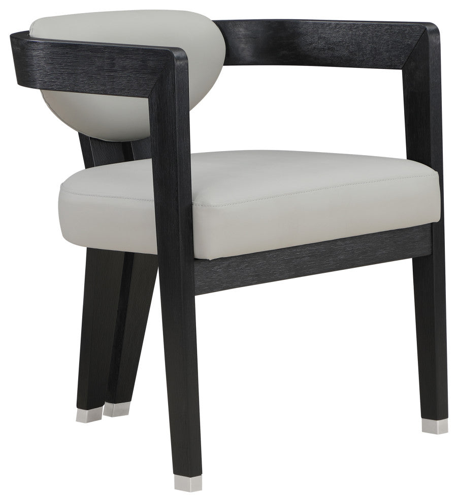 Carlyle Faux Leather Upholstered Dining Chair, Grey, Black Finish