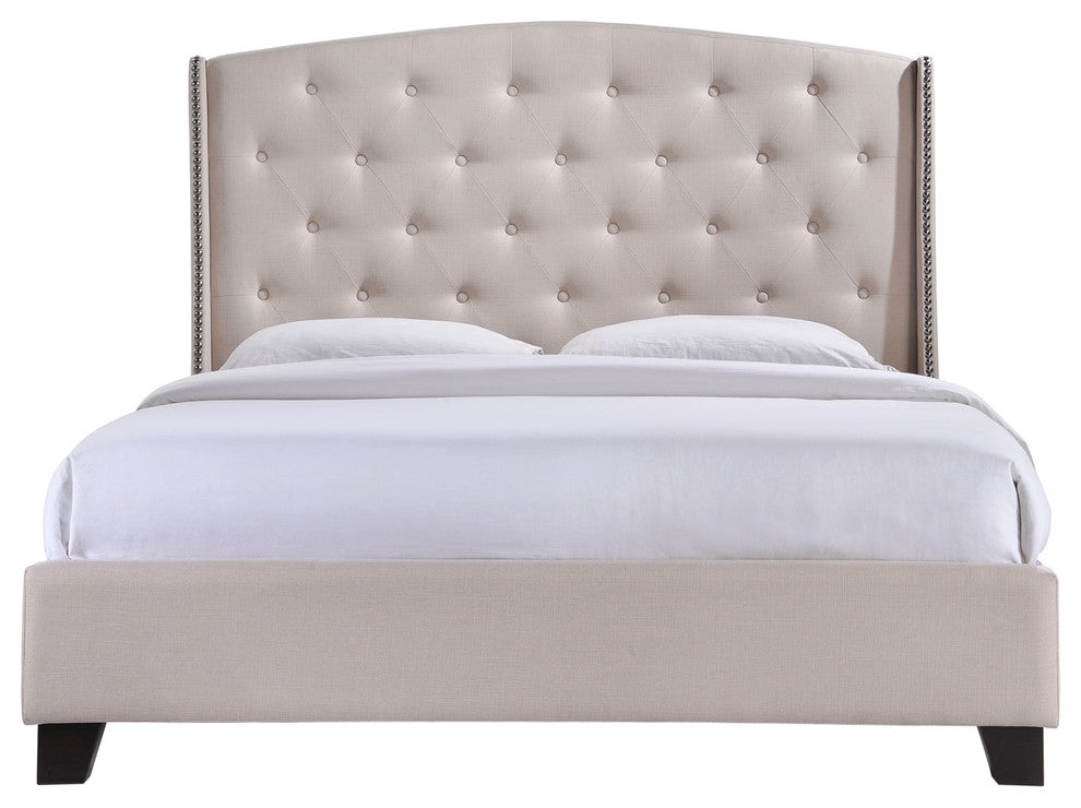 Modern Contemporary Bedroom Queen Bed Frame Beige