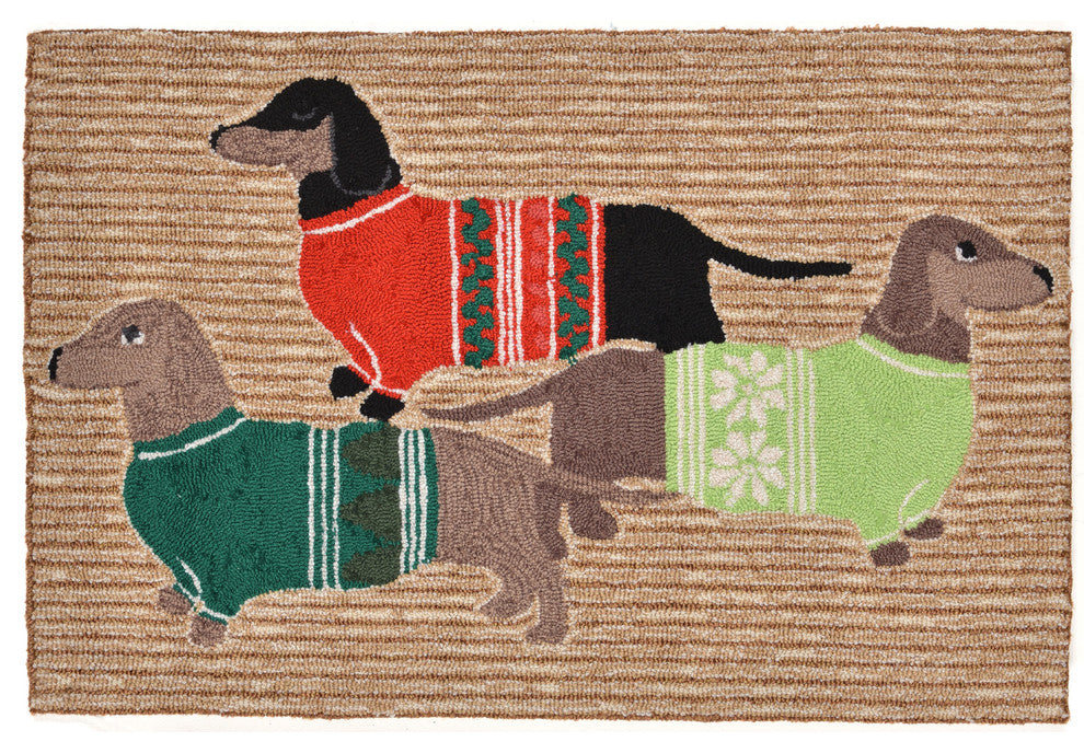 Frontporch Holiday Hounds Indoor/Outdoor Rug Neutral 1'8"x2' 6"