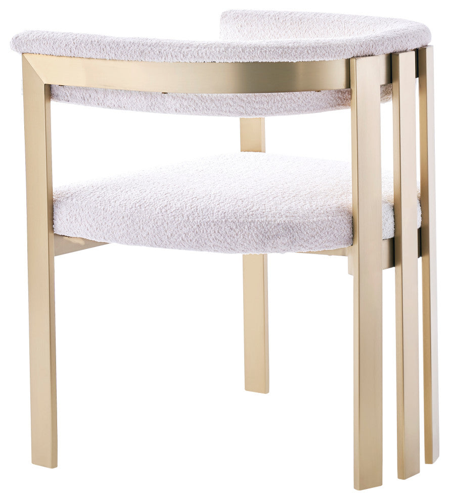 Modrest Pontiac Beige Wool Velvet and Gold Dining Chair