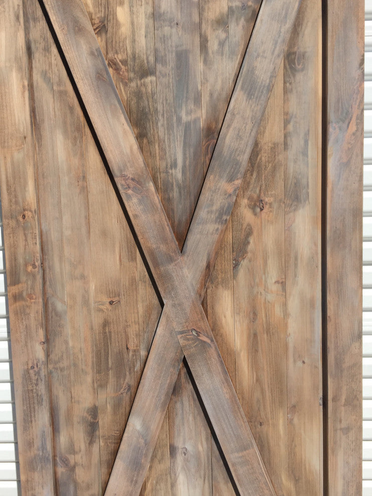 Vintage Sliding Barn Door Full "X" Barn Door Weathered Finish
