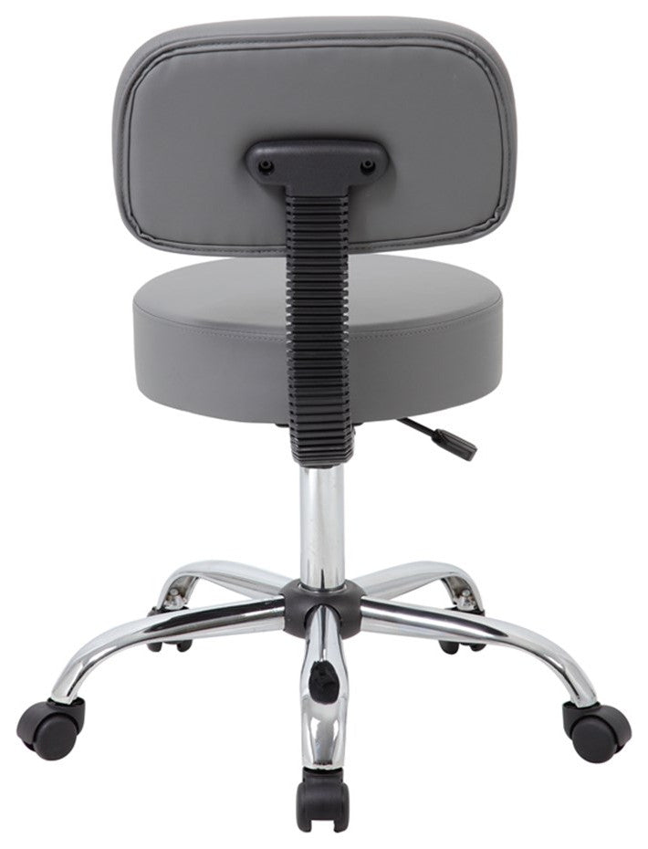 Boss Office Products Vinyl Mid-Back Medical Stool in Gray