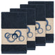 Linum Home Textiles Annabelle Embellished, Midnight Blue, Hand Towel, 4-Piece Se