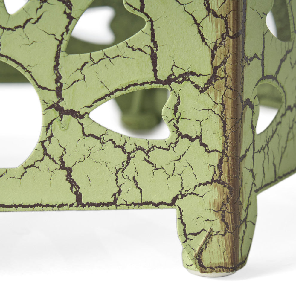 GDF Studio Elliot Outdoor 14" Sunburst Iron Side Table, Crackle Green