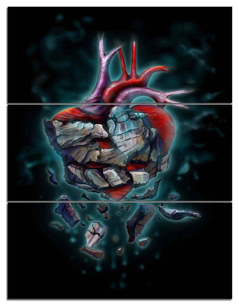"Stone Heart Revival" Glossy Metal Wall Art, 3 Panels, 28"x36"