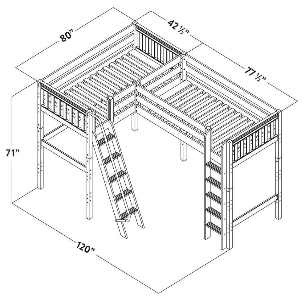 Hillcrest Twin Twin High Corner Beds, Natural