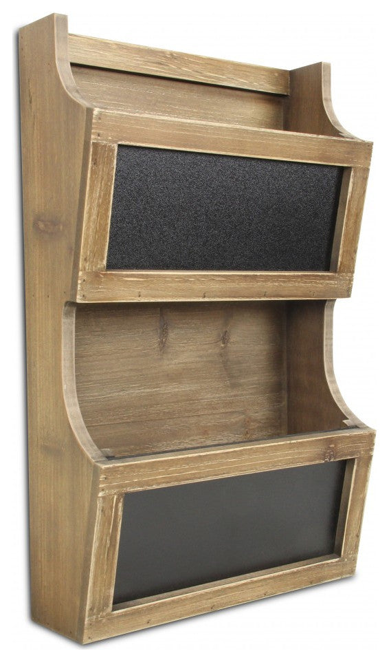 Two Tier Wooden Chalkboard Wall Storage