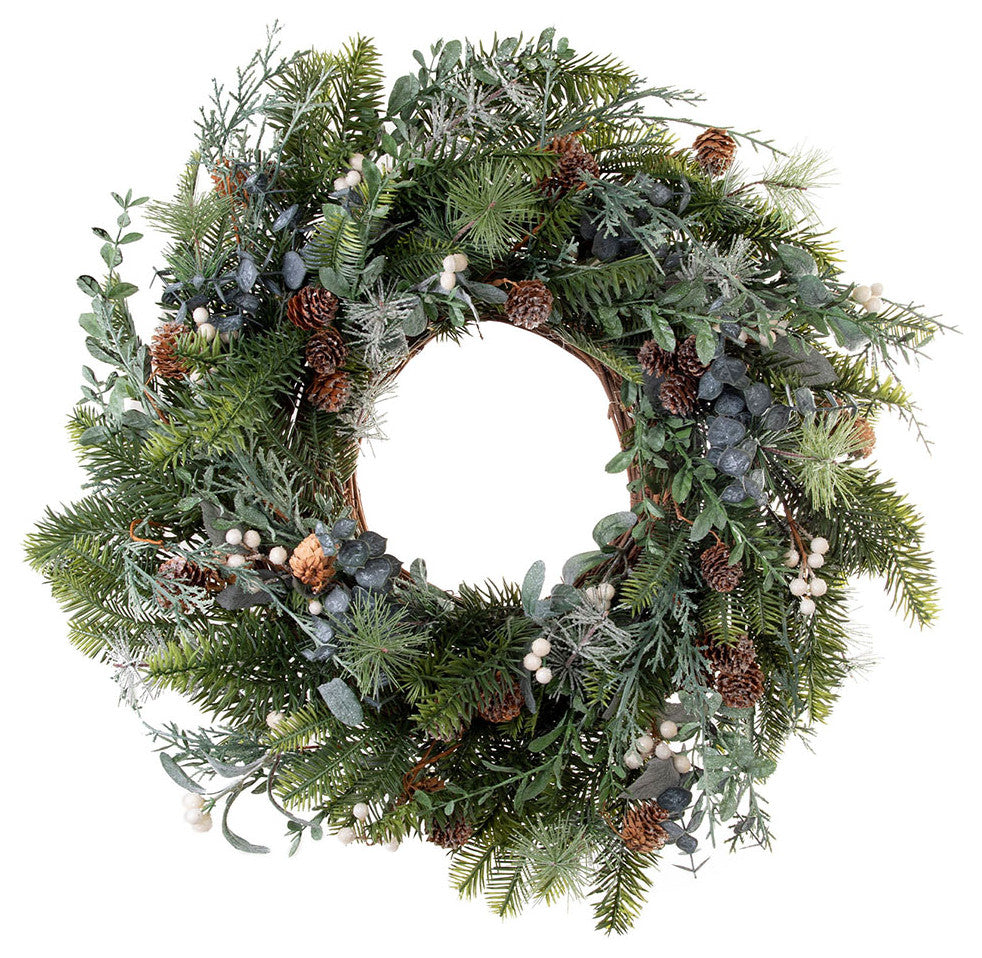 Wreath, Rustic White Berry, 24"