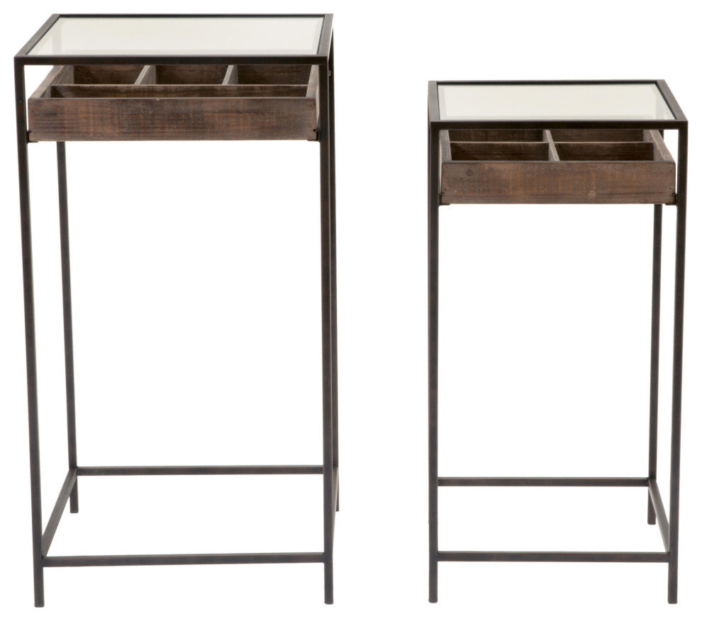 Side Tables with Visible Storage Drawers, Set of 2