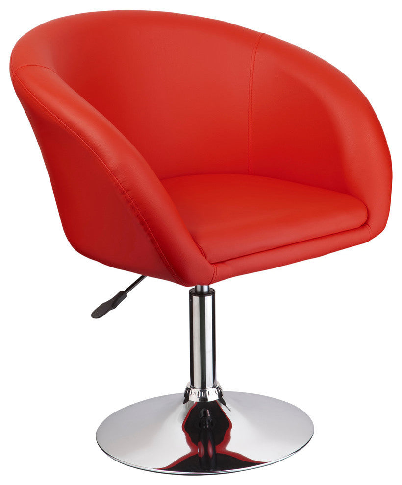 Adjustable Swivel Faux Leather Coffee Chair, Red
