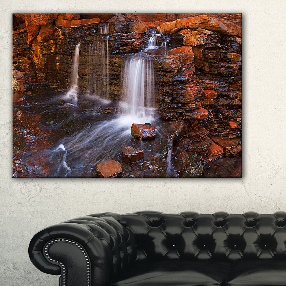 "Waterfall in Hancock Gorge" Landscape Wall Art Canvas Print, 32"x16"