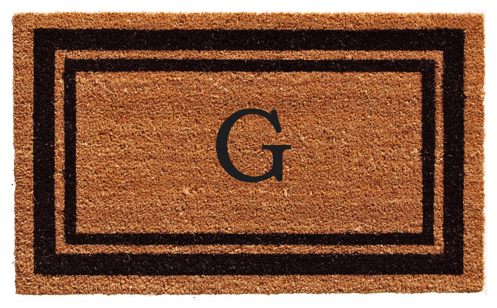 Black Border 18"x30" Monogram Doormat, Letter G