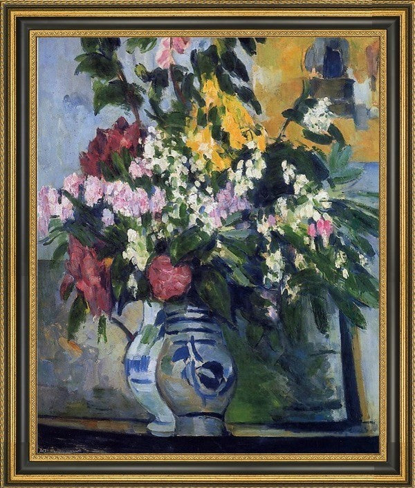 Paul Cezanne Two Vases of Flowers Framed Premium Canvas Print, 20"x25"
