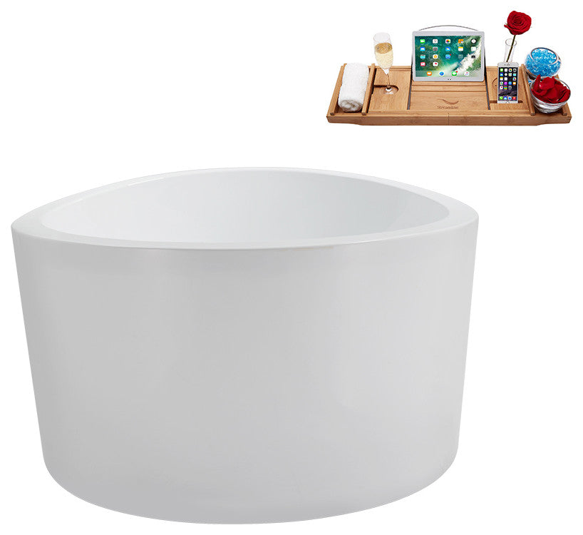 43" Streamline Bathtub and Tray With Drain, Brushed Brass