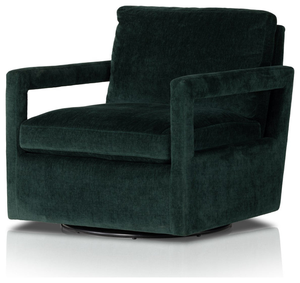 Olson Swivel Chair-Emerald Worn Velvet