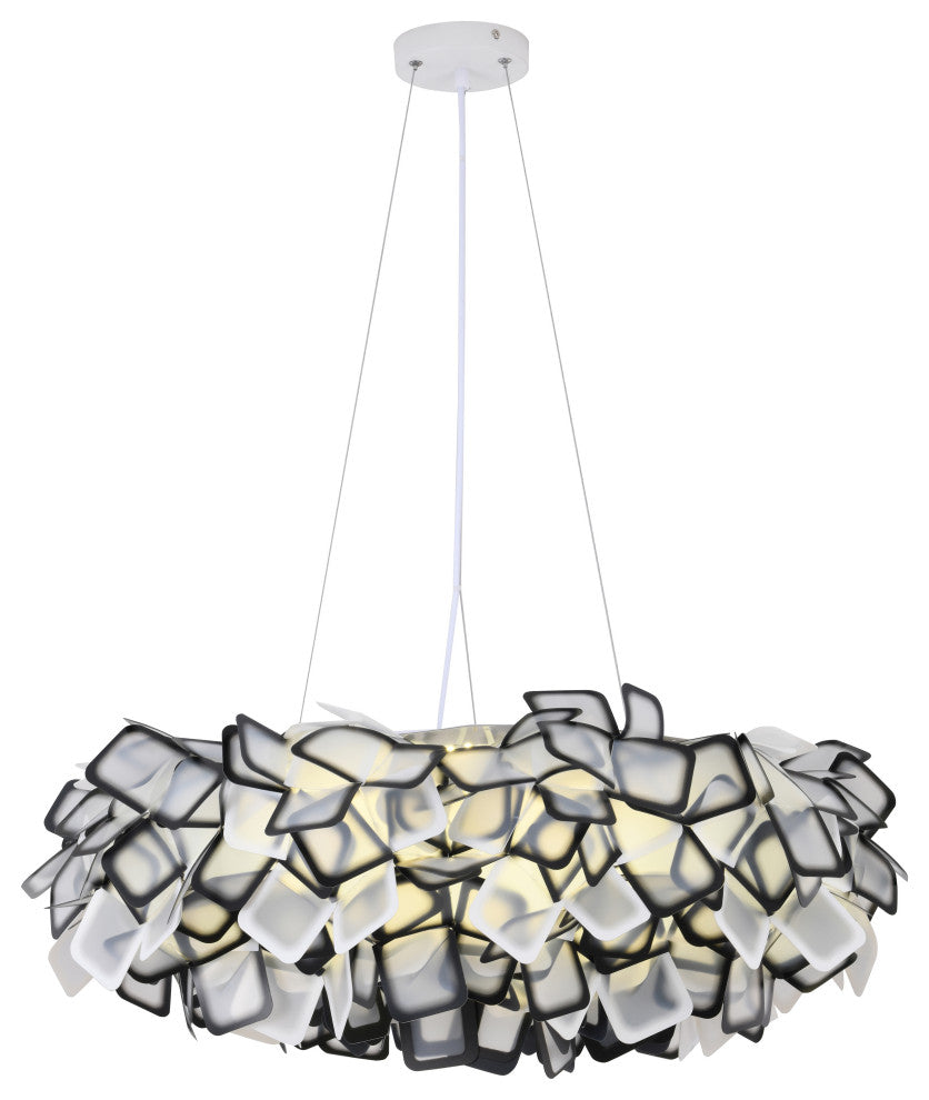Bethel International DLS99C30B 1 Light LED Chandelier, Black and White
