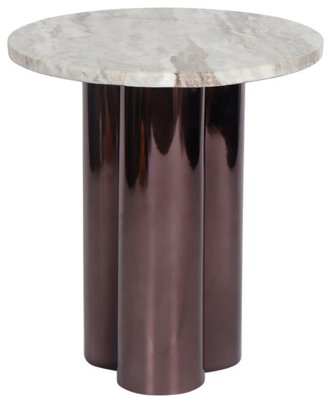 Marbelle Martie Side Table, Toronto Sand Marble Finish