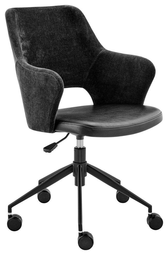 Darcie Office Chair, Black Fabric, Leatherette and Base