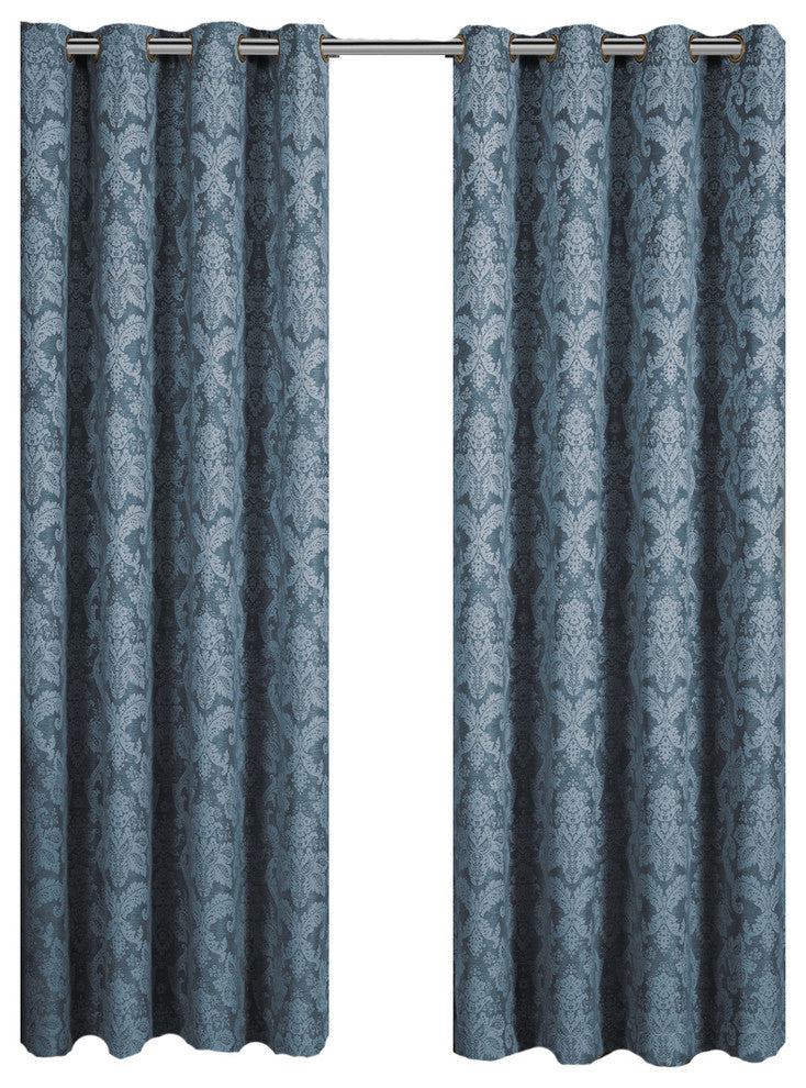 Blair Jacquard Grommet Top Panels, Set of 2, Blue, 108"x84"