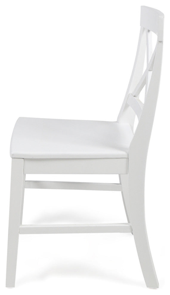 GDF Studio Truda Farmhouse Acacia Wood Dining Chairs, Set of 2, White