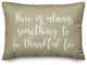 There is Always Something To Be Thankful For Lumbar Pillow, Beige, 14"x20"