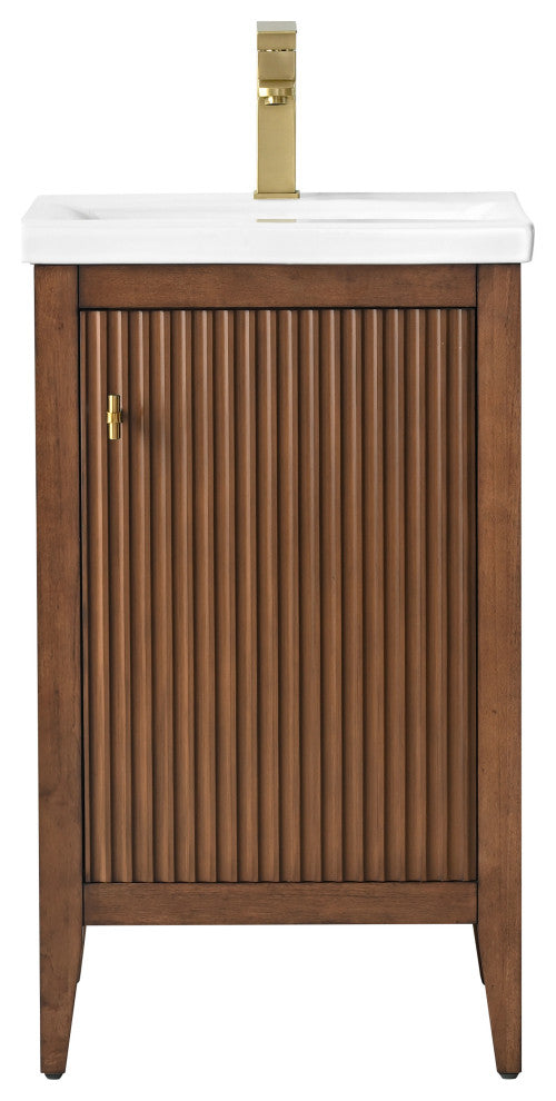 Vanity Art Freestanding Vanity, Walnut, 20", Single Sink, Golden Brushed