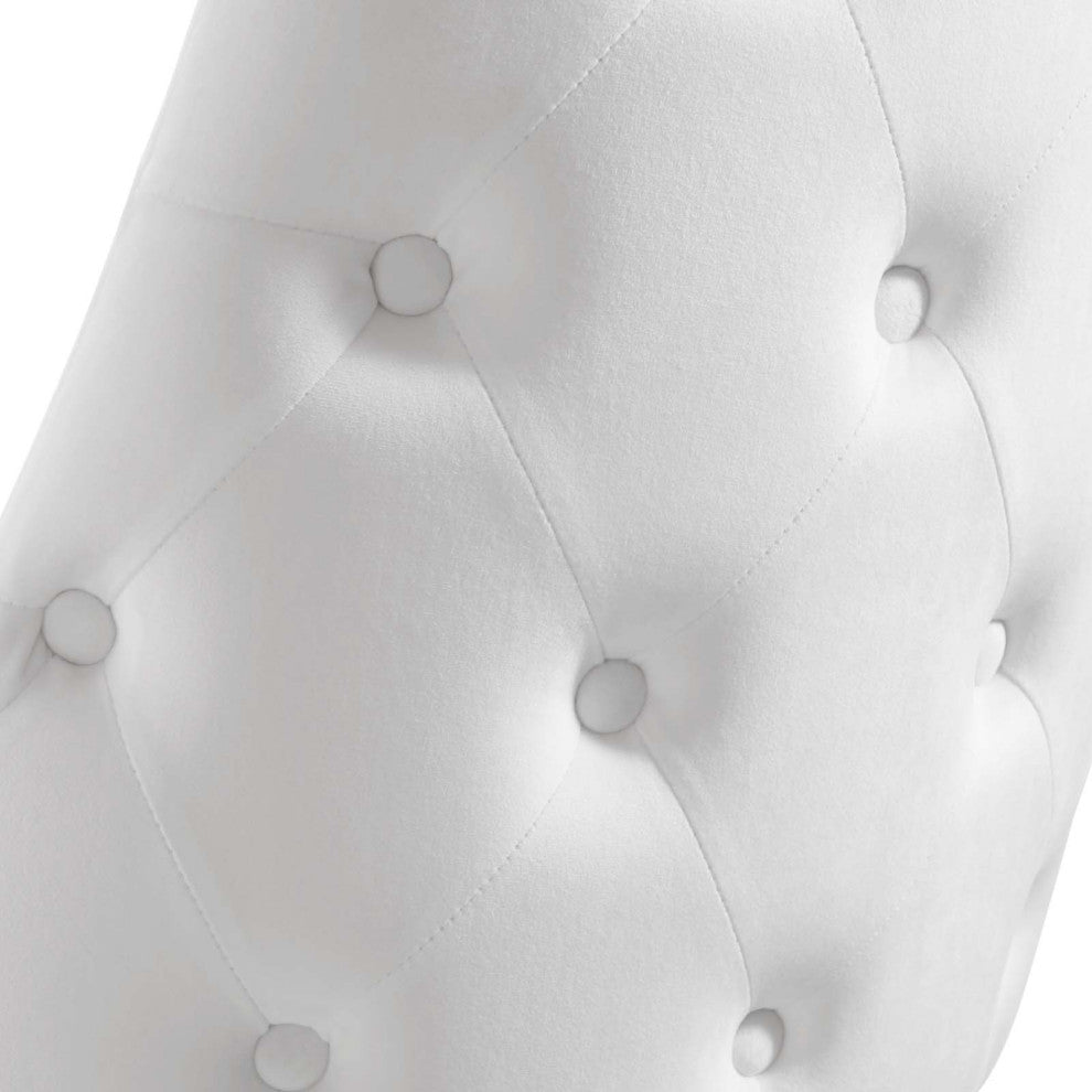 Tufted Side Dining Chair, Velvet, White, Modern, Bistro Restaurant Hospitality