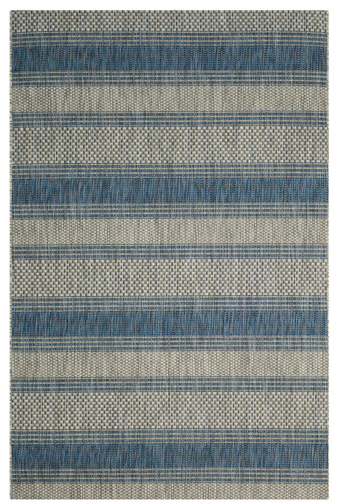 Safavieh Courtyard Cy8464-36812 Striped Outdoor Rug, Grey/Navy, 4'0" X 5'7"