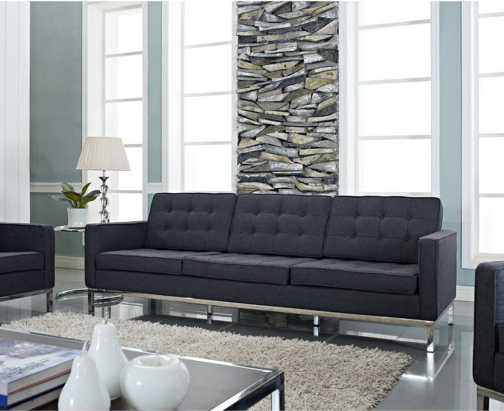 Modern Contemporary Living Room Wool Sofa Dark Gray