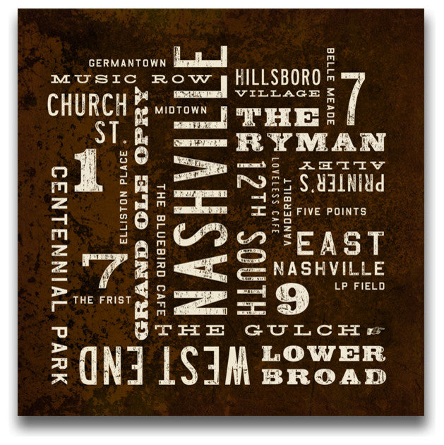 Nashville Art Sign. Nashville Canvas Print, 24x24