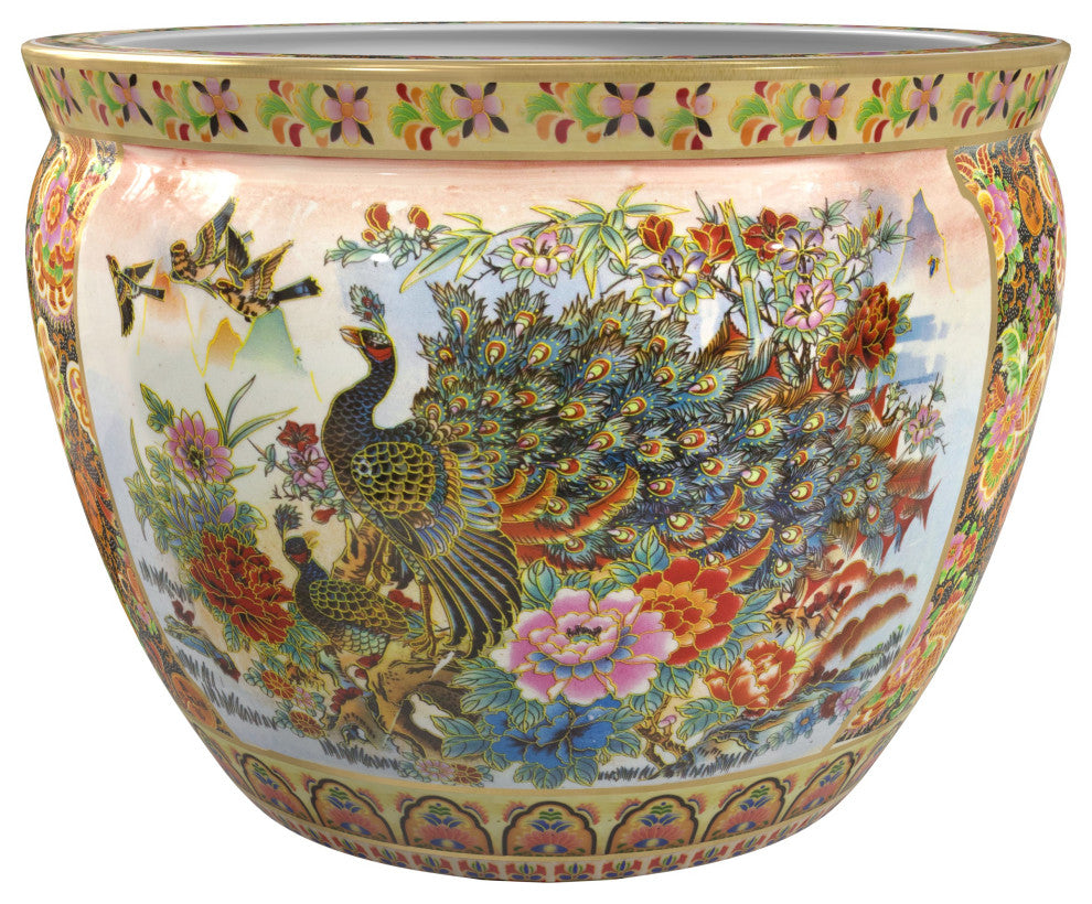 14" Famille Rose Porcelain Fishbowl