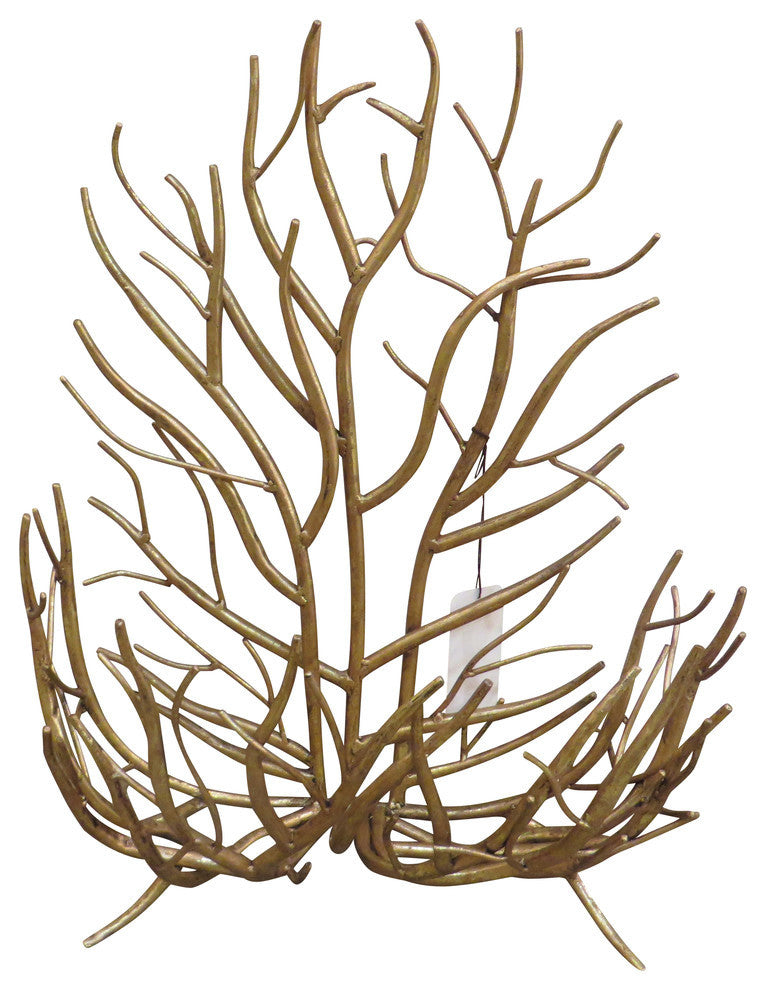 Gold Twig Branches Basket, Contemporary Metal Holder