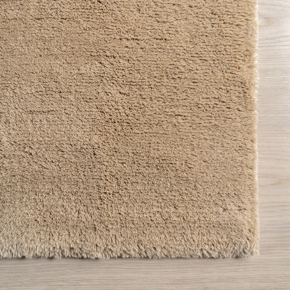 Gaia New Zealand Wool Shag Area Rug, Sand 6' x 9'
