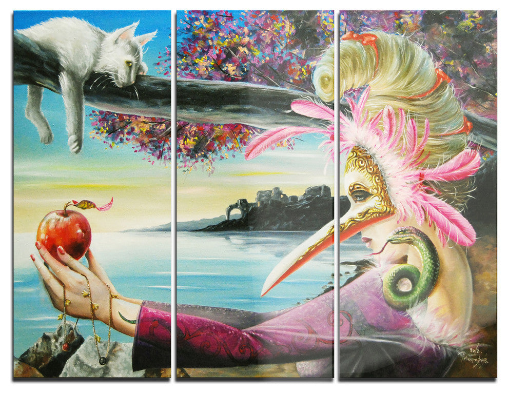 "Secret of Temptation" Digital Metal Wall Art, 3 Panels, 36"x28"