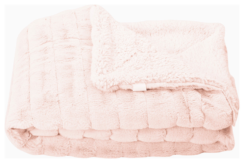 Super Mink Faux Fur Throw Blanket, Soft Pink, 60"x80"