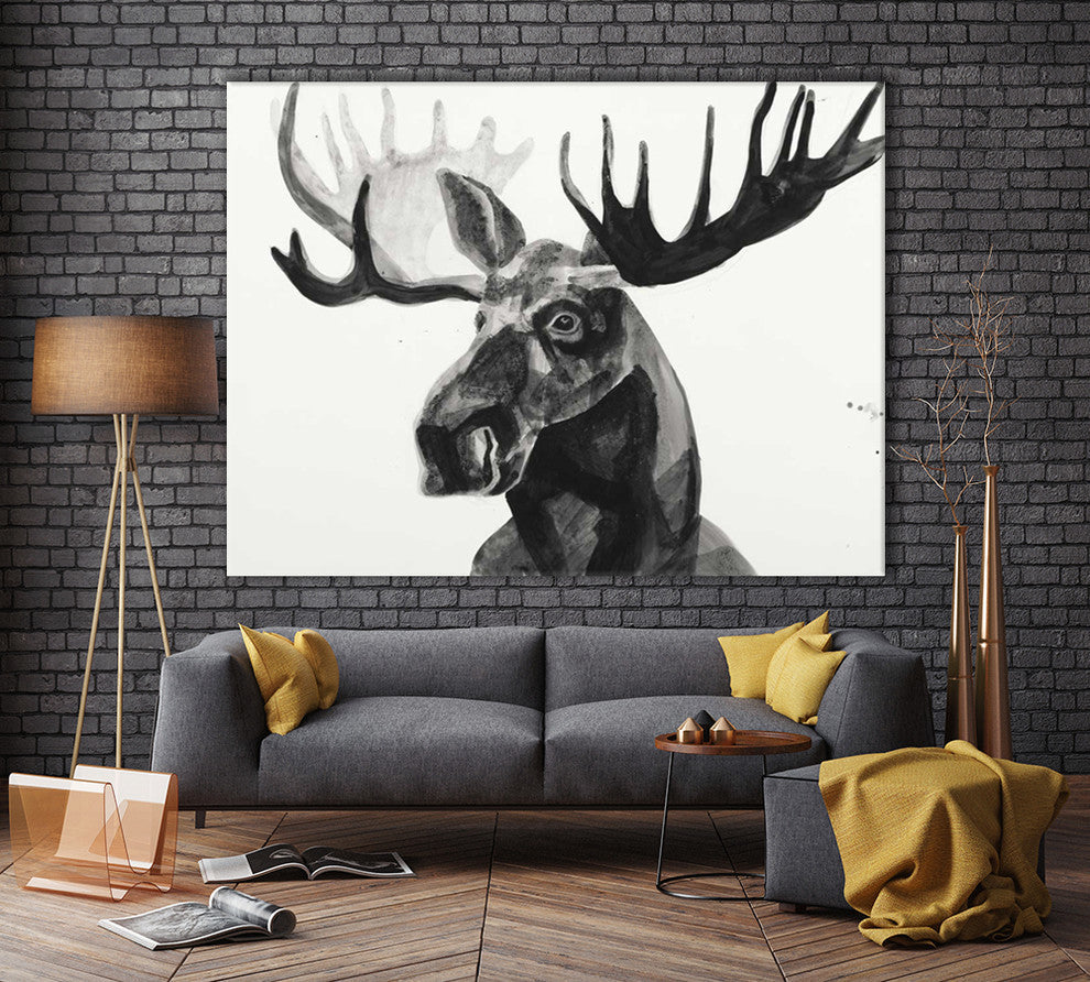 "Watercolor Moose" Fine Art Canvas Print, 72"x54"