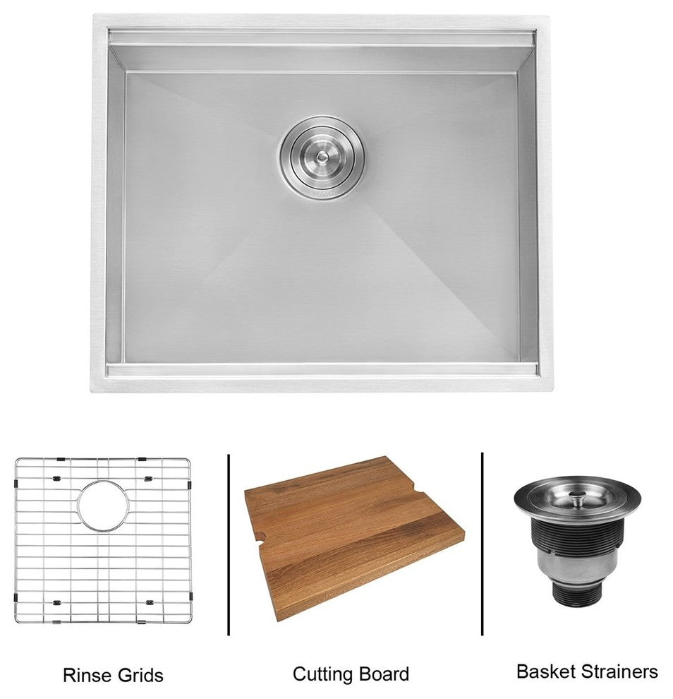 Ruvati 23" Workstation Undermount Stainless Steel Kitchen Sink, RVH8308