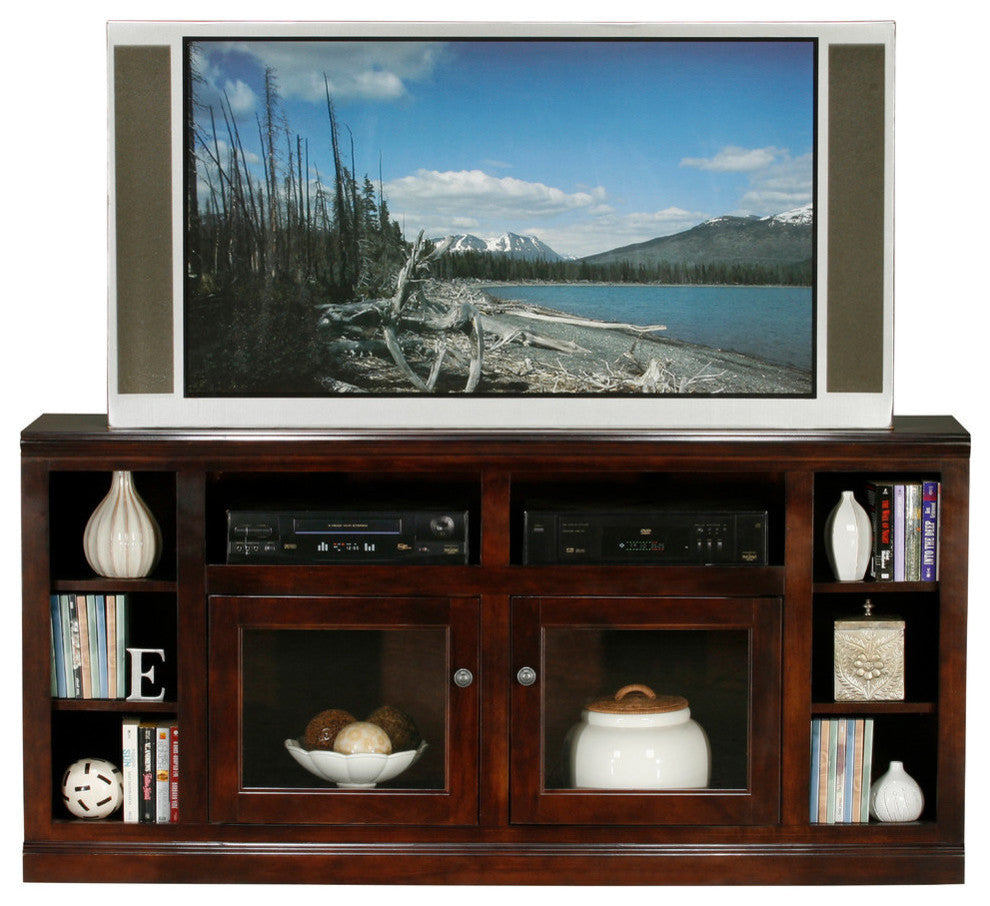 Eagle Furniture 66" Coastal Tall Thin Entertainment Console, Caribbean Rum