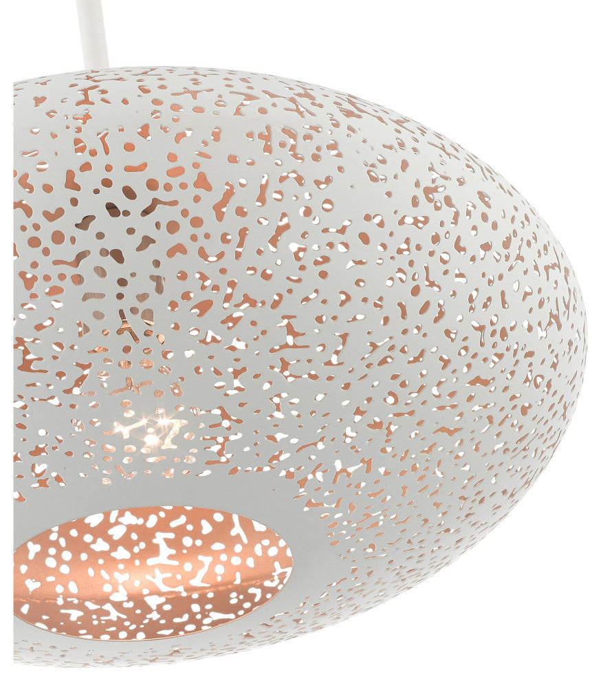 Livex Lighting Charlton 1 Light White With Brushed Nickel Accents Medium Pendant