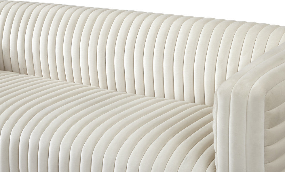 Ravish Velvet Upholstered Chair, Cream, Sofa