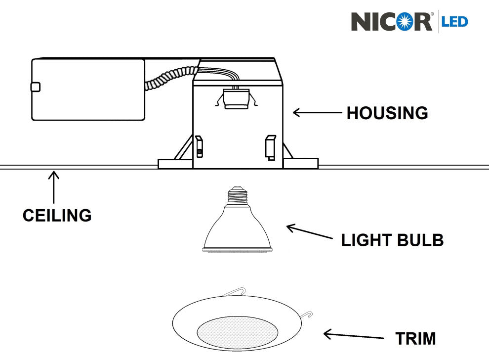 NICOR 6" Flat Albalite Recessed Shower Trim, Nickel