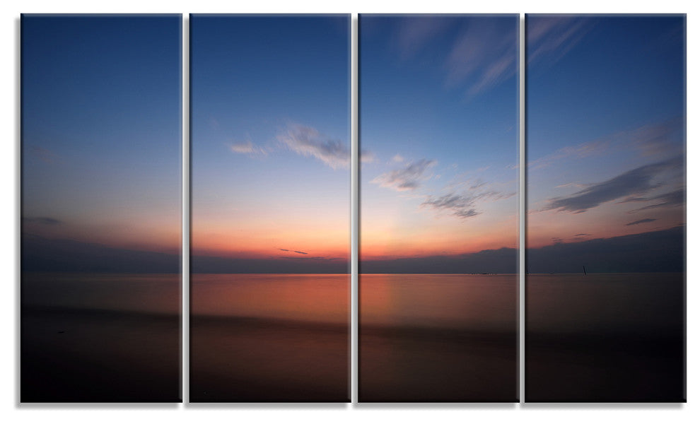 "Ko Samui Sea Sunrise Panorama" Oversized Beach Wall Art, 4 Panels, 48"x28"