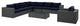 Chocolate Navy Sojourn 7-Piece Outdoor Patio Sunbrella Sectional Set