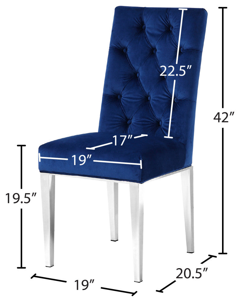 Juno Velvet Dining Chair (Set of 2), Navy