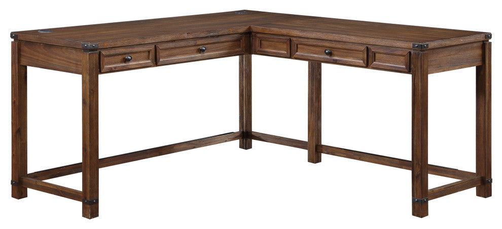 Baton Rouge L-Shape Desk, Brushed Walnut Finish