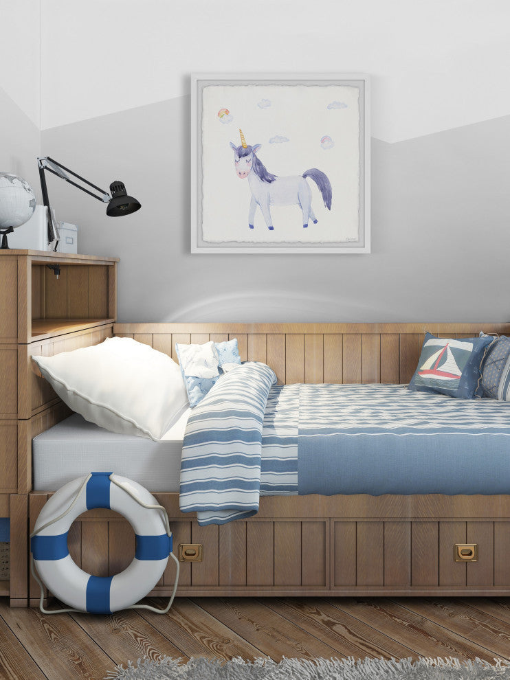 "Unicorn Blues" Framed Painting Print, 32x32