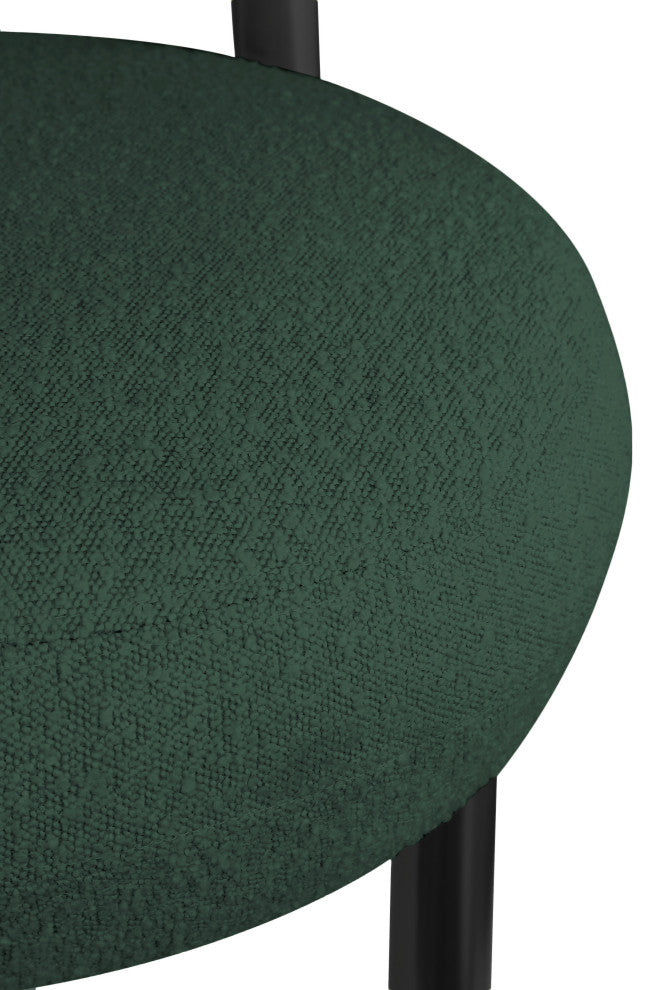Bordeaux Boucle Fabric Upholstered Accent Chair, Green, Matte Black Finish