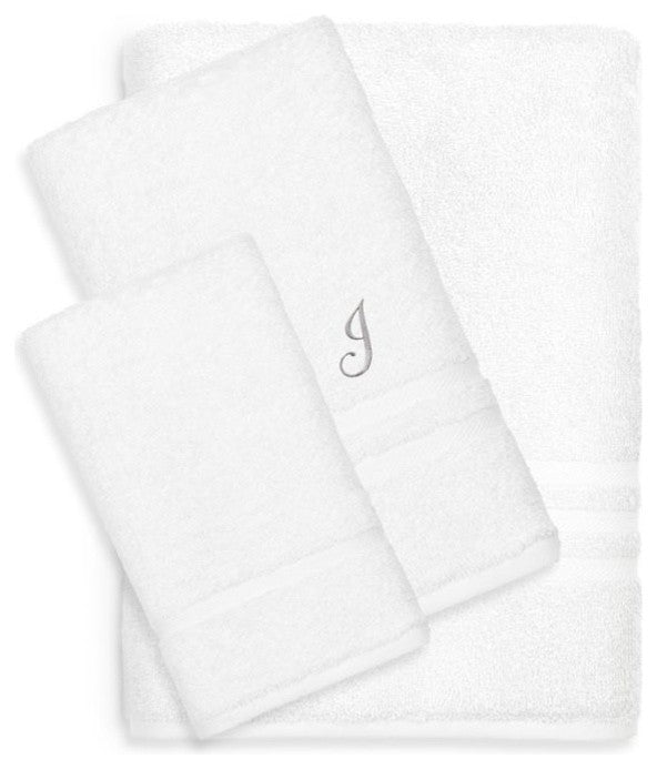 Denzi 3-Piece Towel Set Monogrammed Letter, J
